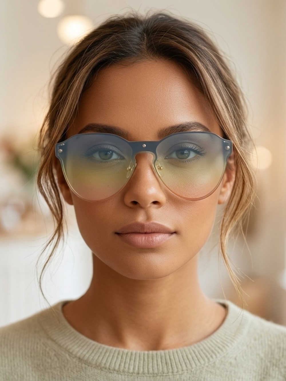 Aviator Gradient Lens Sunglasses in Brown and Black